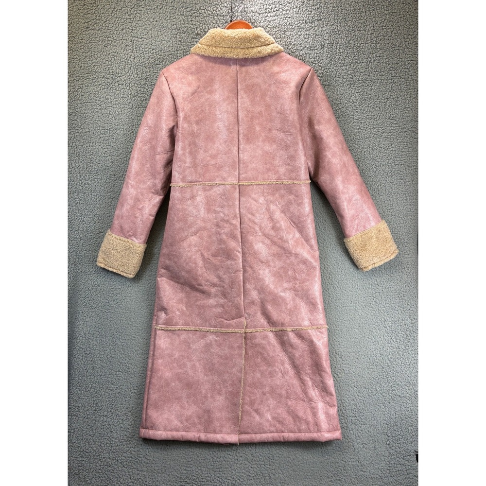 Kimchi Blue Sherpa Faux Shearling Coat Womens S Pink Long Winter Jacket Cozy - Picture 9 of 9